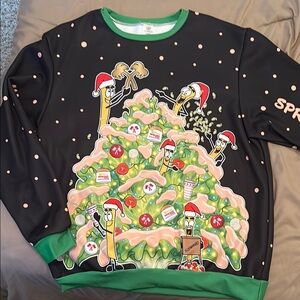 In N Out Festive Black and Green “Ugly” Sweater. “Spread The Love”